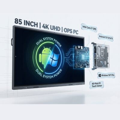 Interactief touchscreen whiteboard 85 inch met RK3588 Octa Core processor en 16 GB RAM voor hoge snelheid